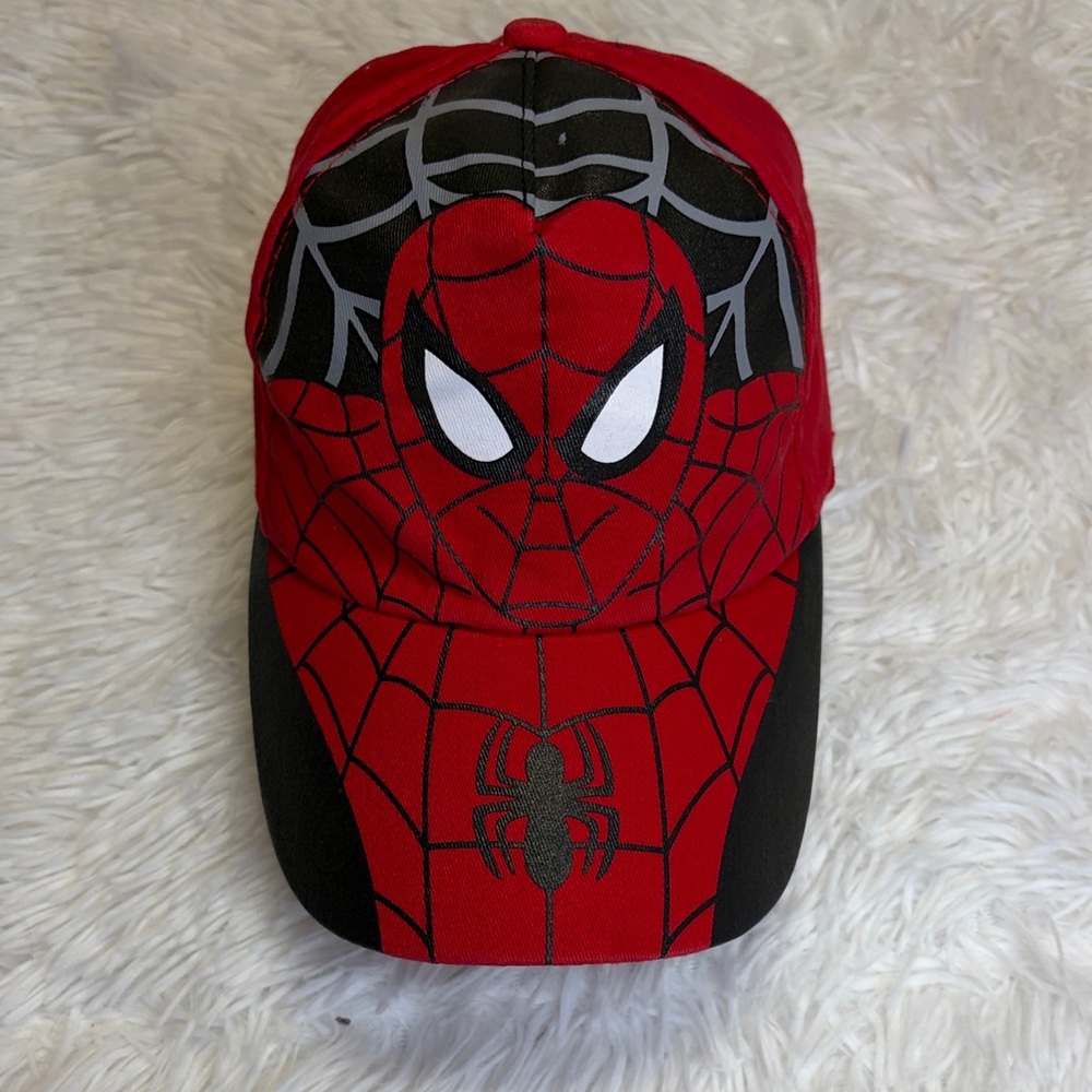 CAP Spider-Themed Red and Black Kids Costume Velcro gently pre-owned